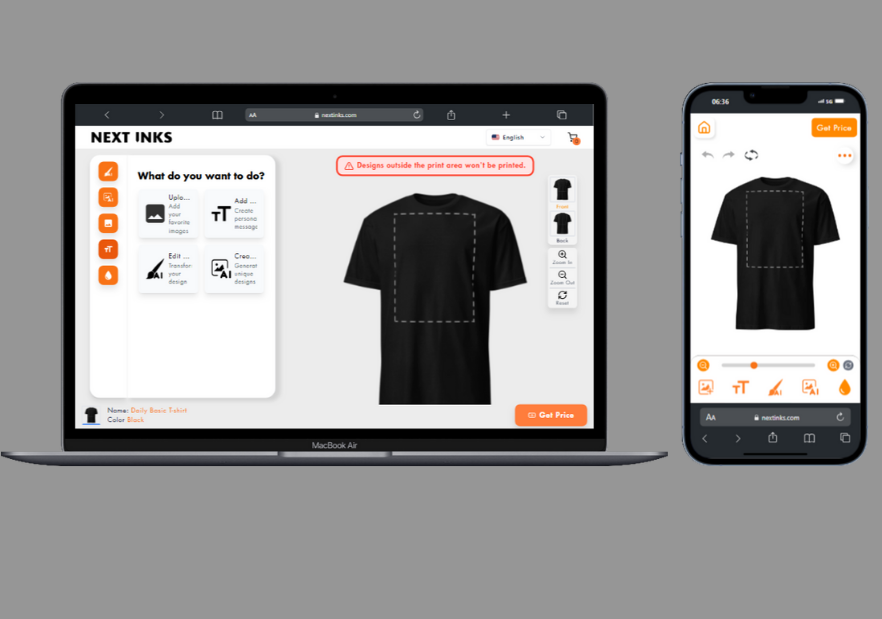 Shopify AI Product Designer App - Interactive Design Platform showing AI-powered design interface with canvas tools